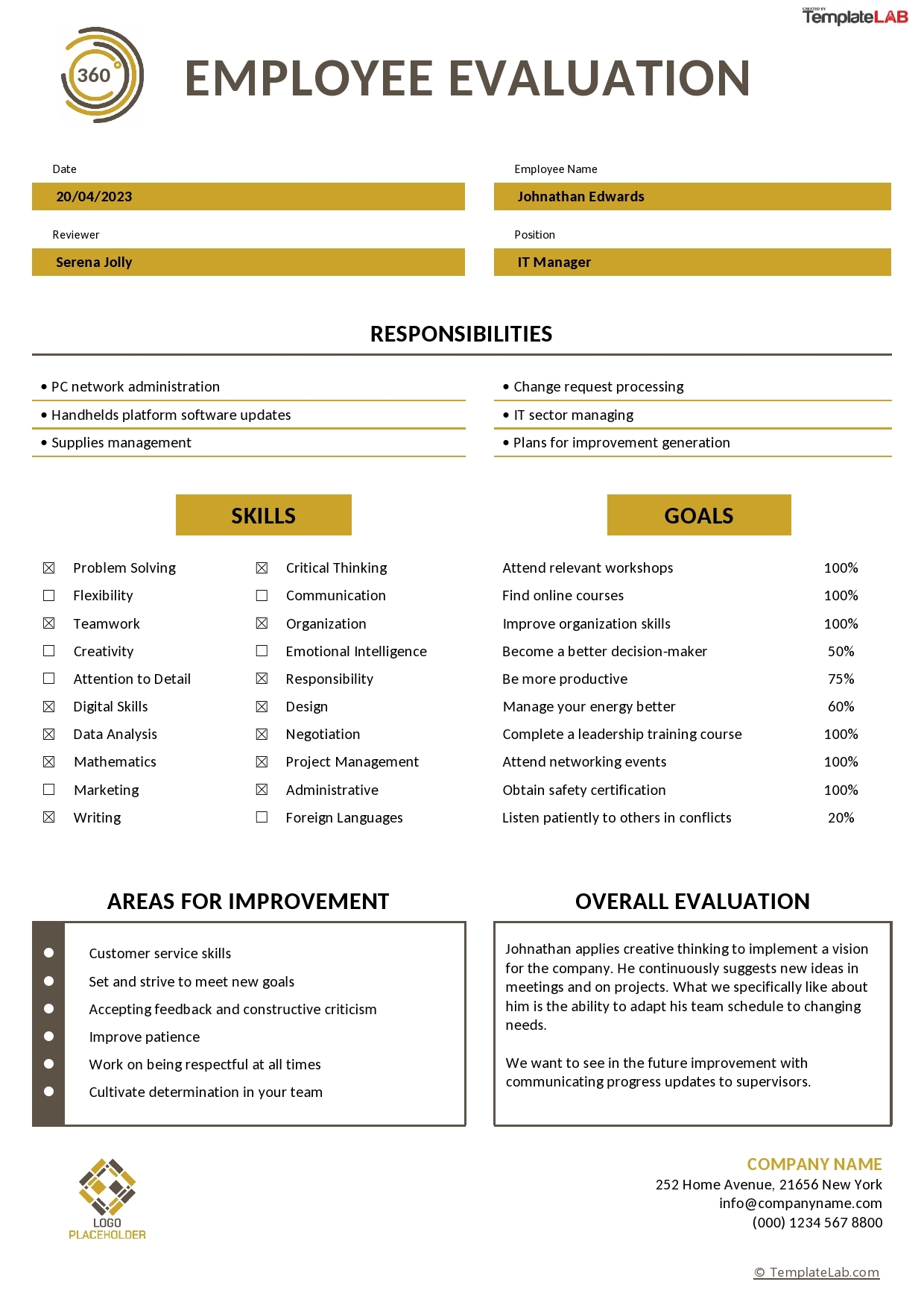 Free Printable Employee Evaluation Form