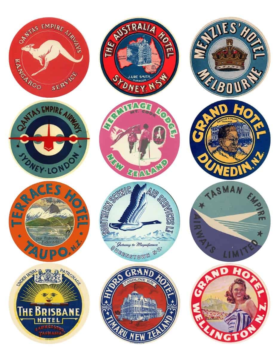Free Printable Vintage Luggage Stickers