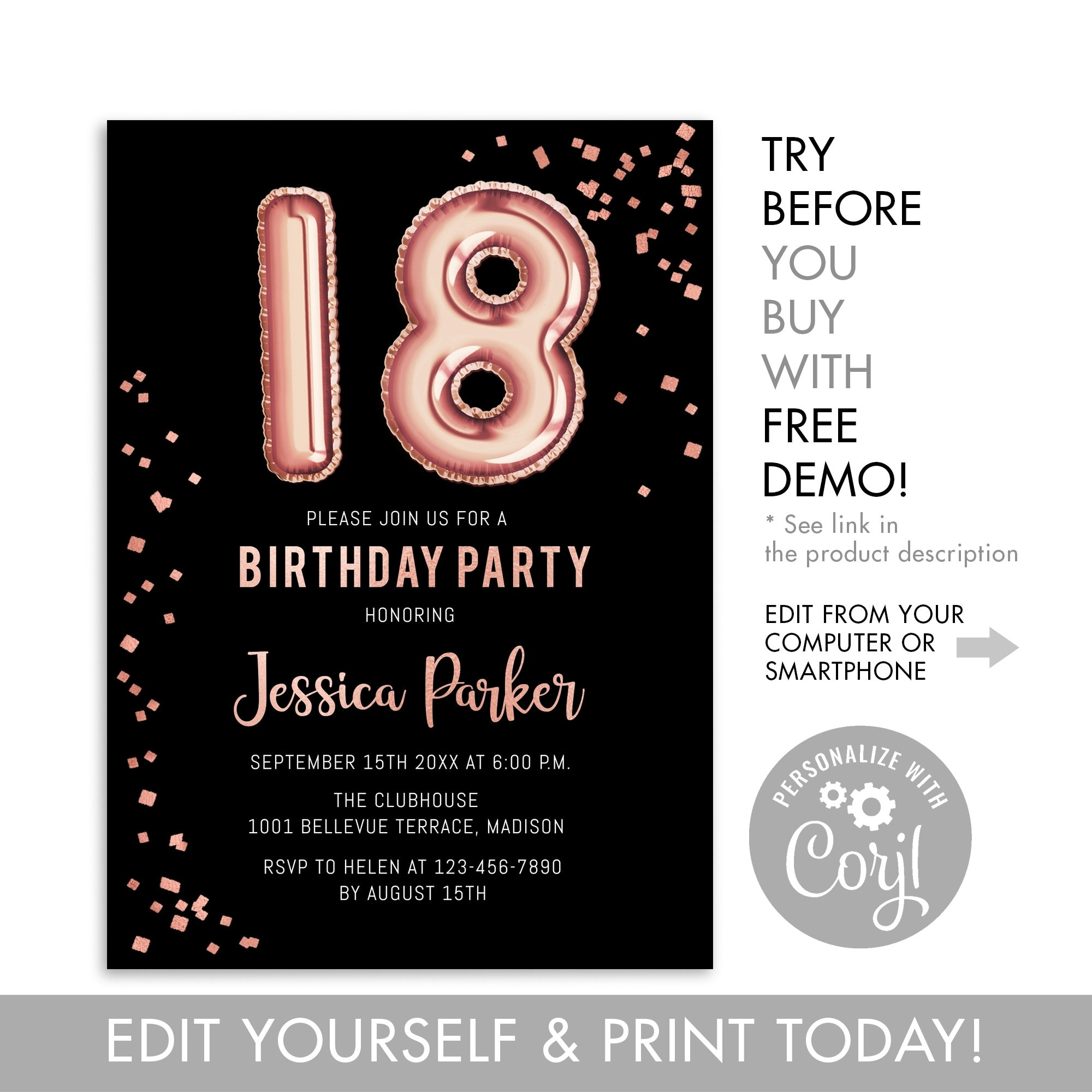 Free Printable 18Th Birthday Party Invitations