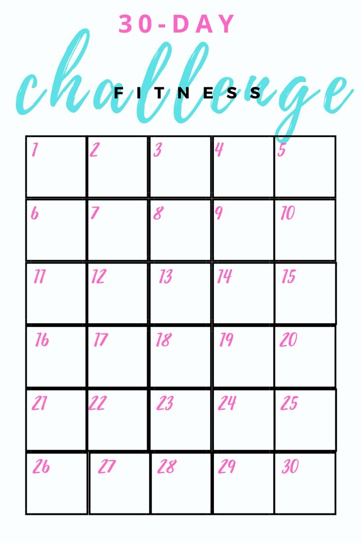 30 Day Fitness Challenge Printable Schedule