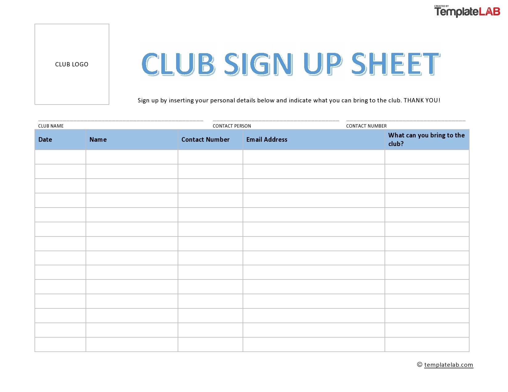 Free Printable Sign Up Sheet