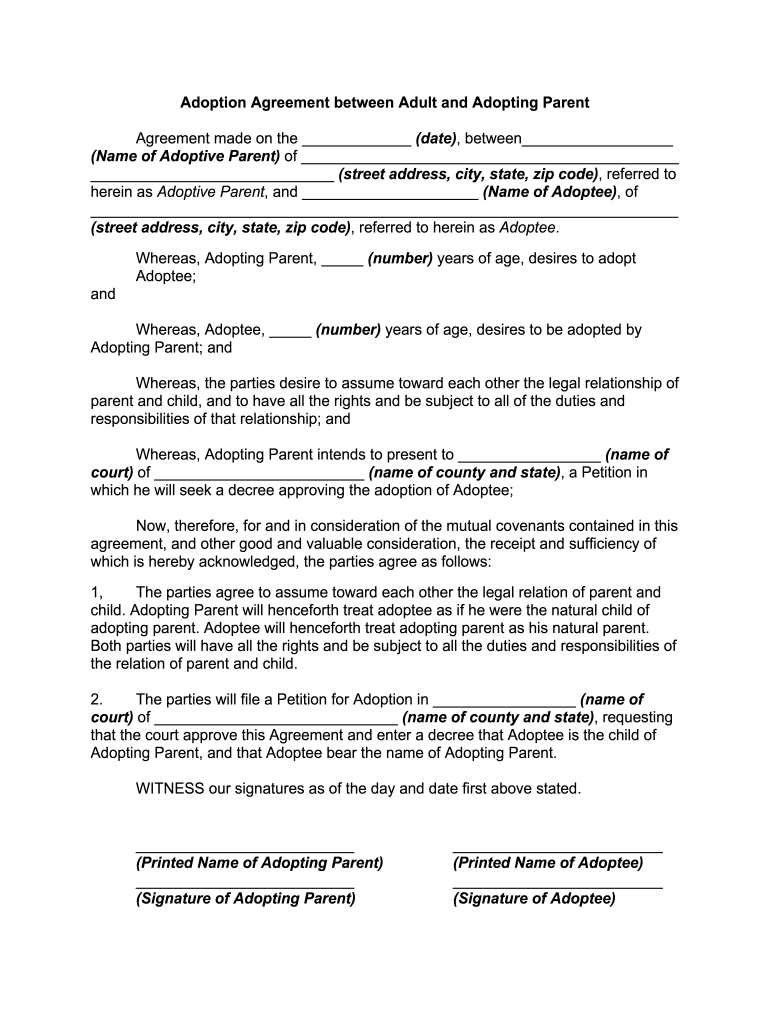 Adult Adoption Forms Fill Online Printable Fillable Blank PdfFiller
