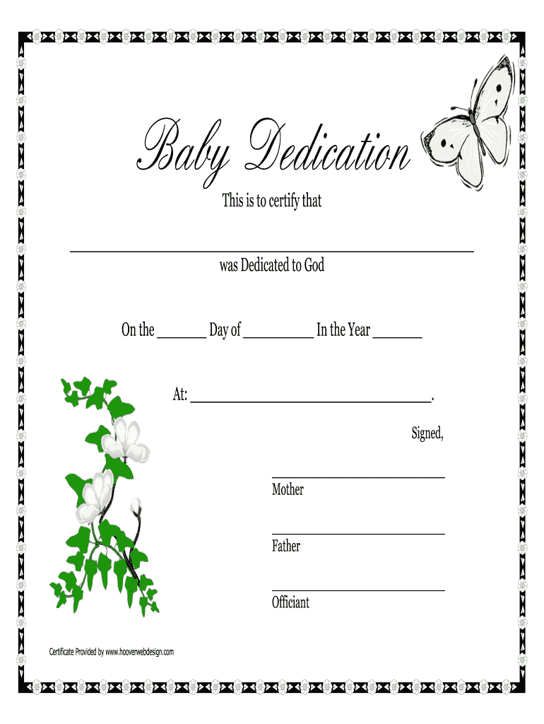 Baby Dedication Certificate Template Fill Online Printable Fillable Blank PdfFiller