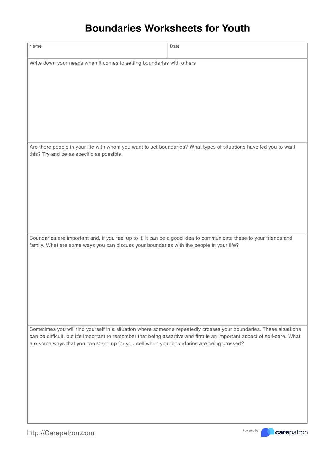 Boundaries Worksheets Therapeutic Free Printable