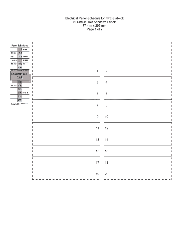 Breaker Box Label Printable Fill Online Printable Fillable Blank PdfFiller