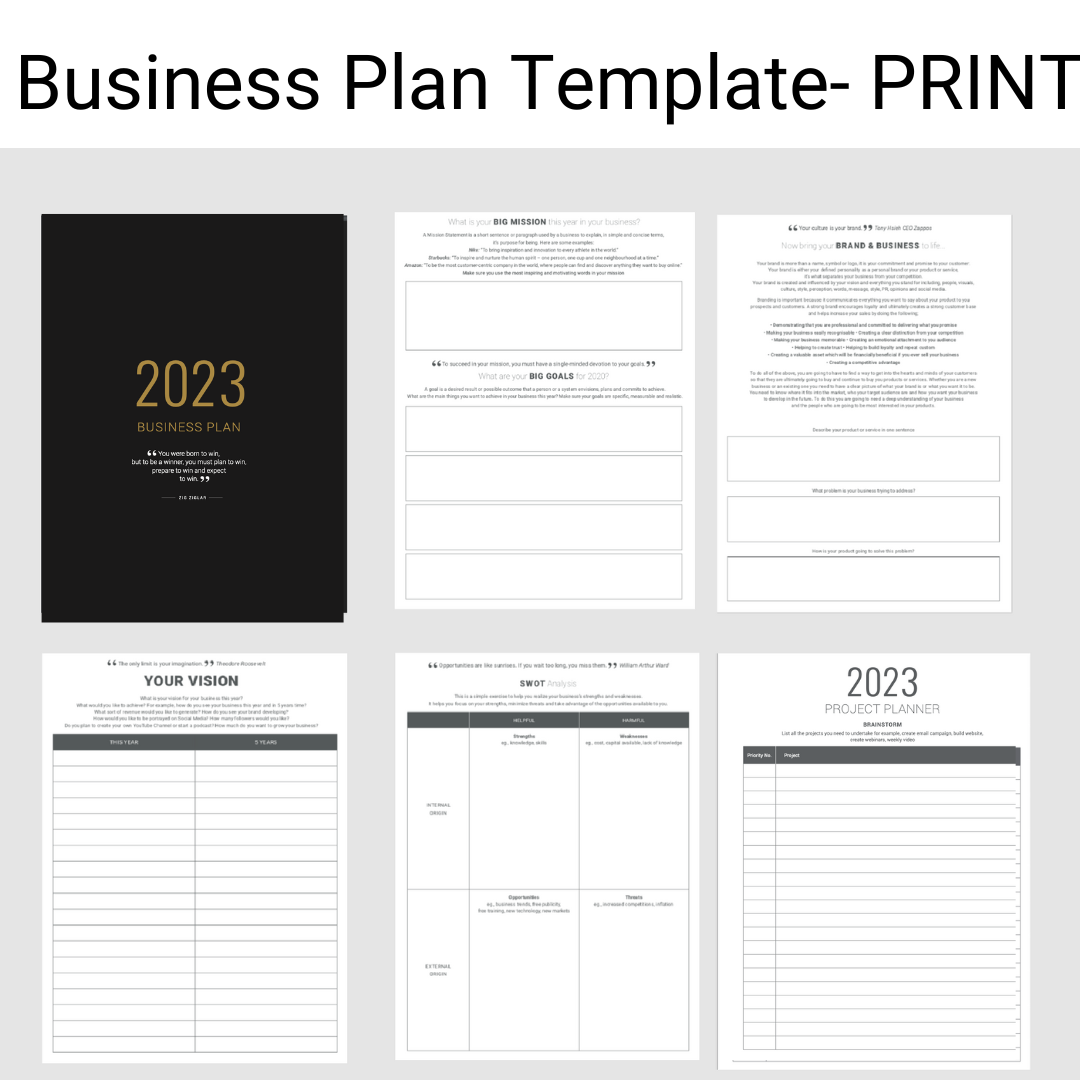 Business Plan Template PRINT VERSION MY PA The Best Business Planner For Entrepreneurs Small Business Owners