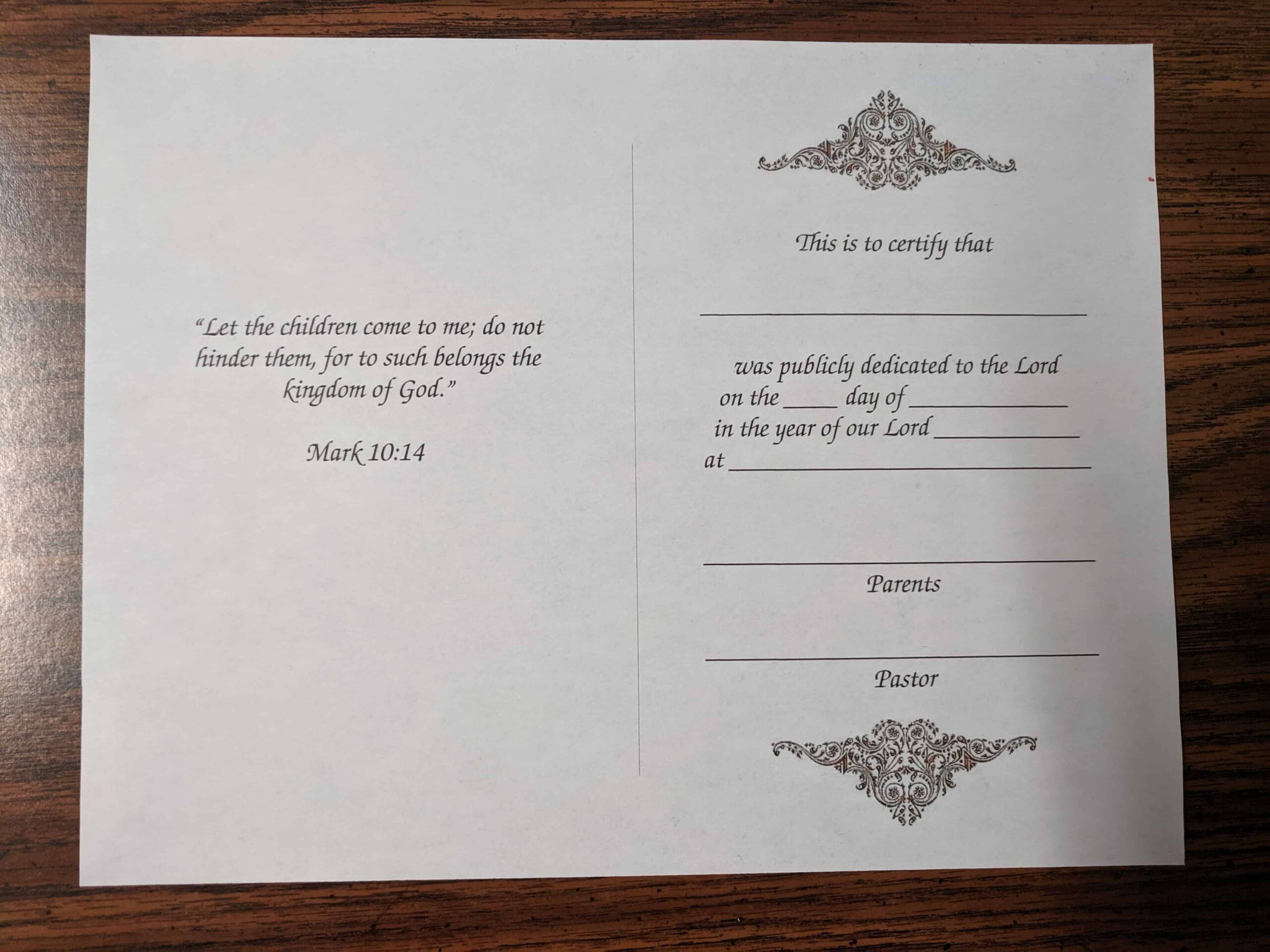Free Printable Baby Dedication Certificate