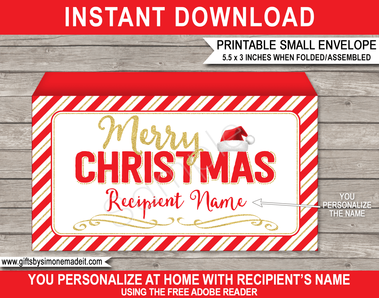 Christmas Money Envelope Template DIY Printable Xmas Envelope