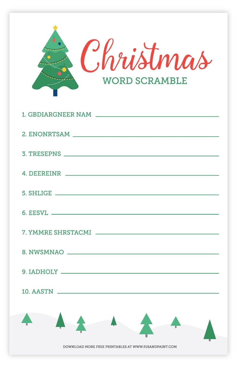 Free Printable Christmas Word Scramble