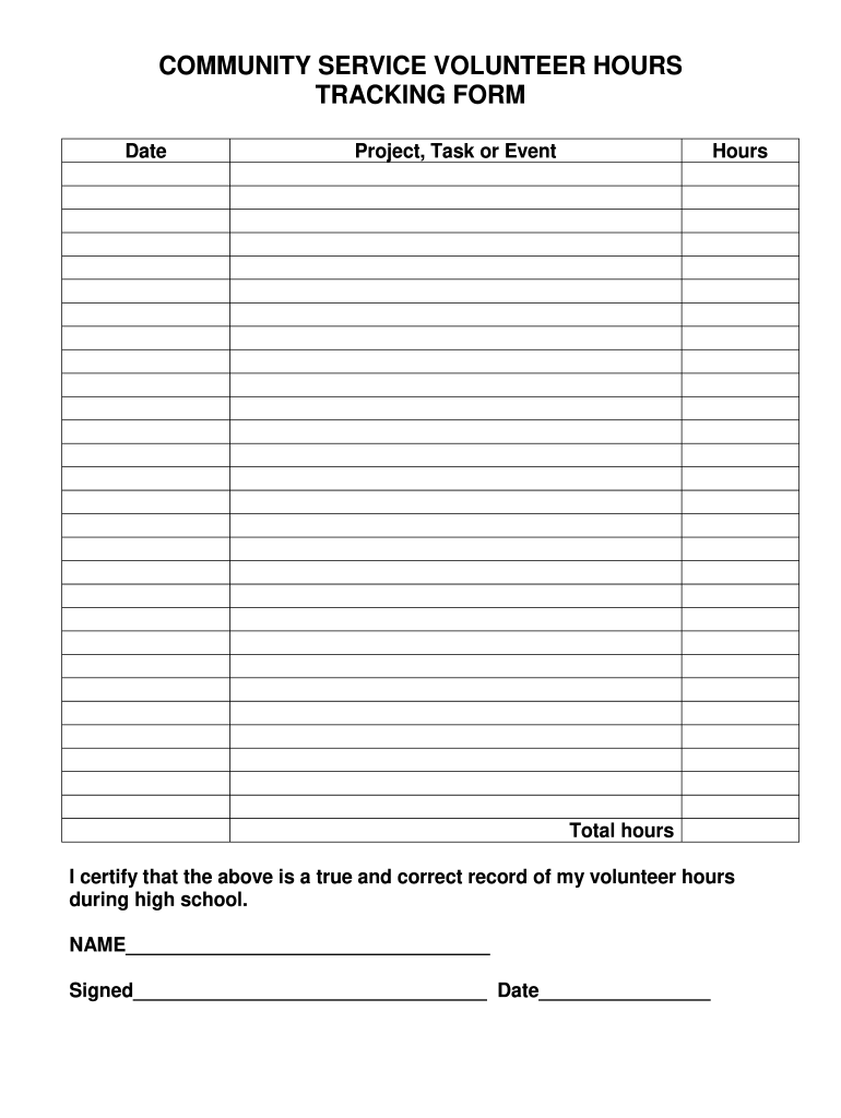 Community Service Volunteer Tracking Form Fill Online Printable Fillable Blank PdfFiller