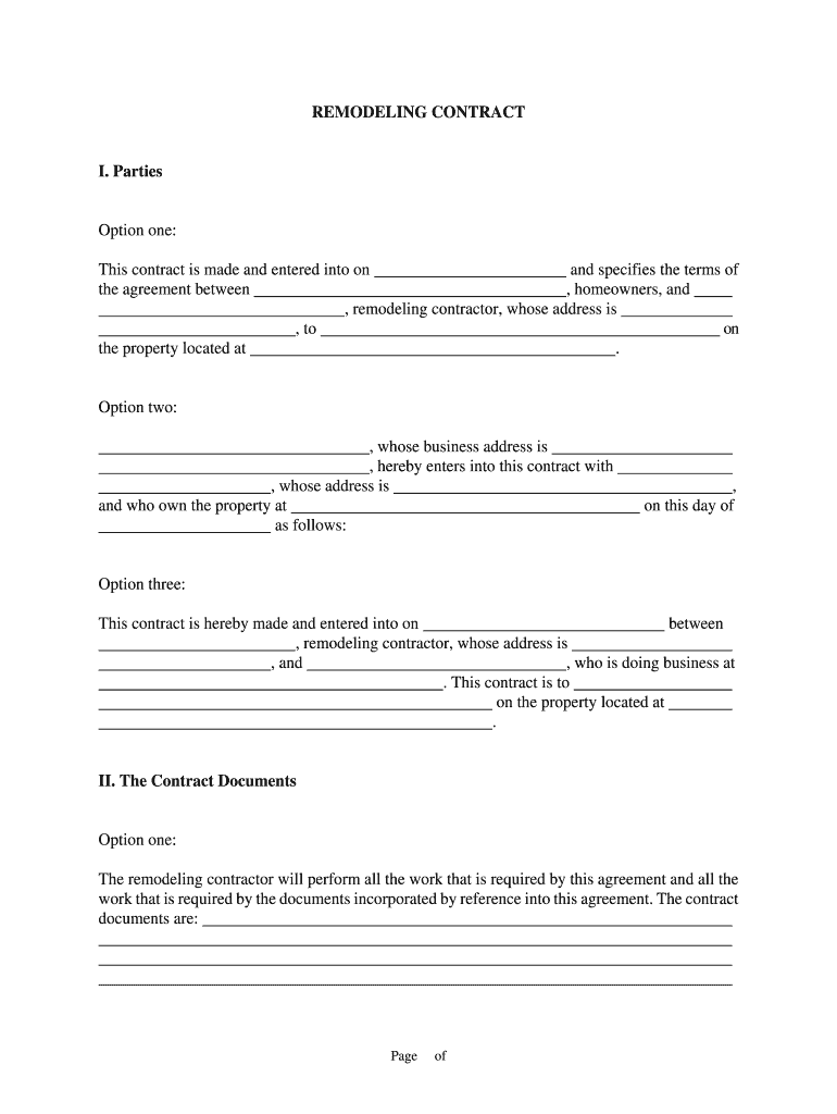 Free Printable Home Improvement Contracts