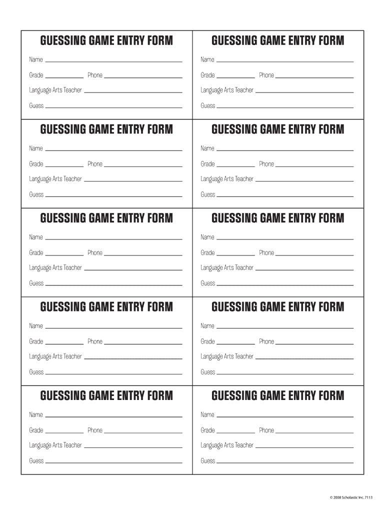 Contest Entry Form Fill Online Printable Fillable Blank PdfFiller