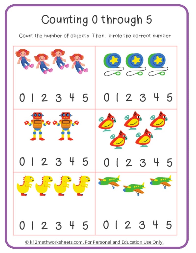 Free Printable Counting Worksheets For Preschool
