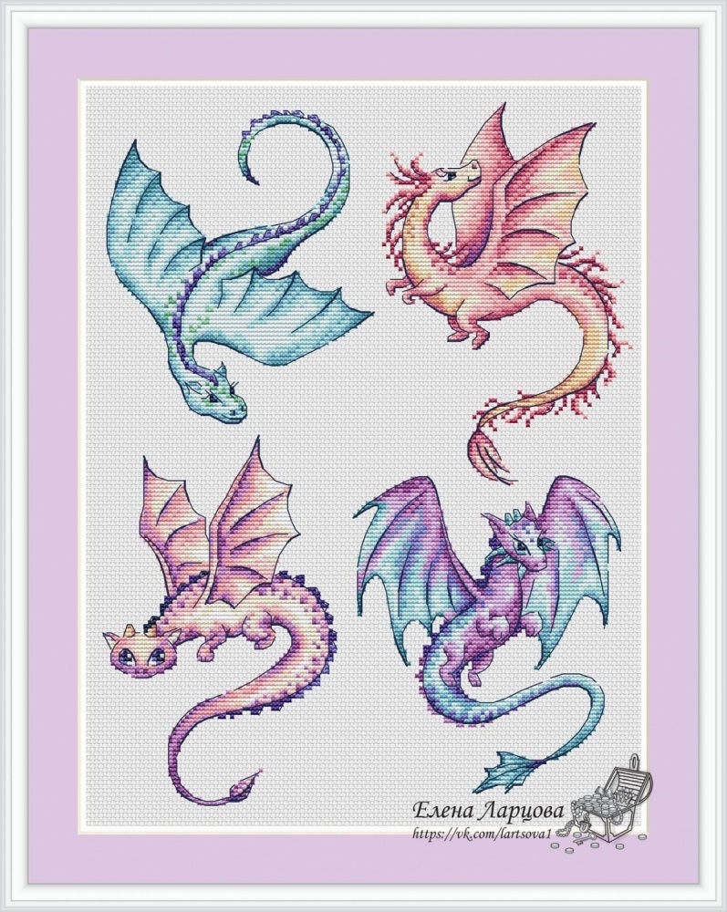 Cute Dragons Cross Stitch Pattern Code EL 262 Elena Lartsova Buy Online On Mybobbin