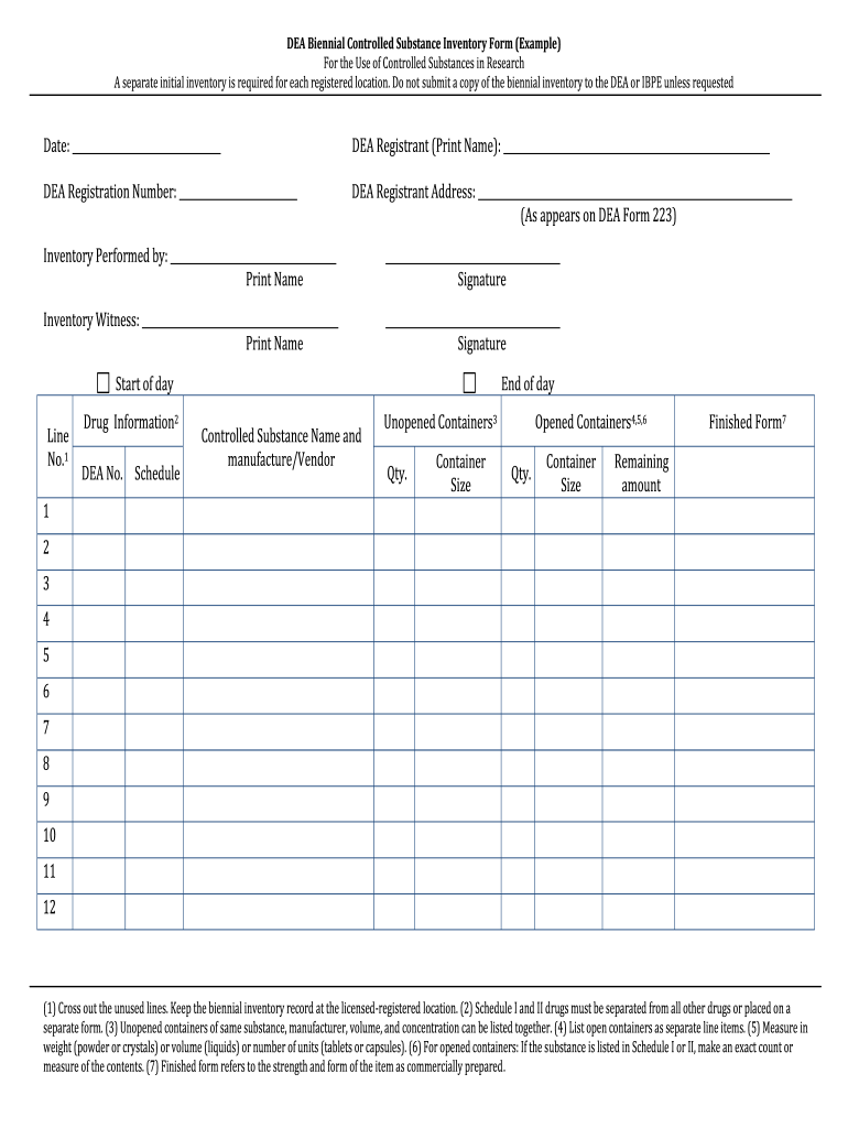 Dea Controlled Substance Inventory Fill Online Printable Fillable Blank PdfFiller