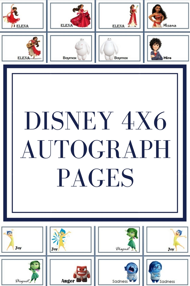 Disney 4x6 Autograph Pages