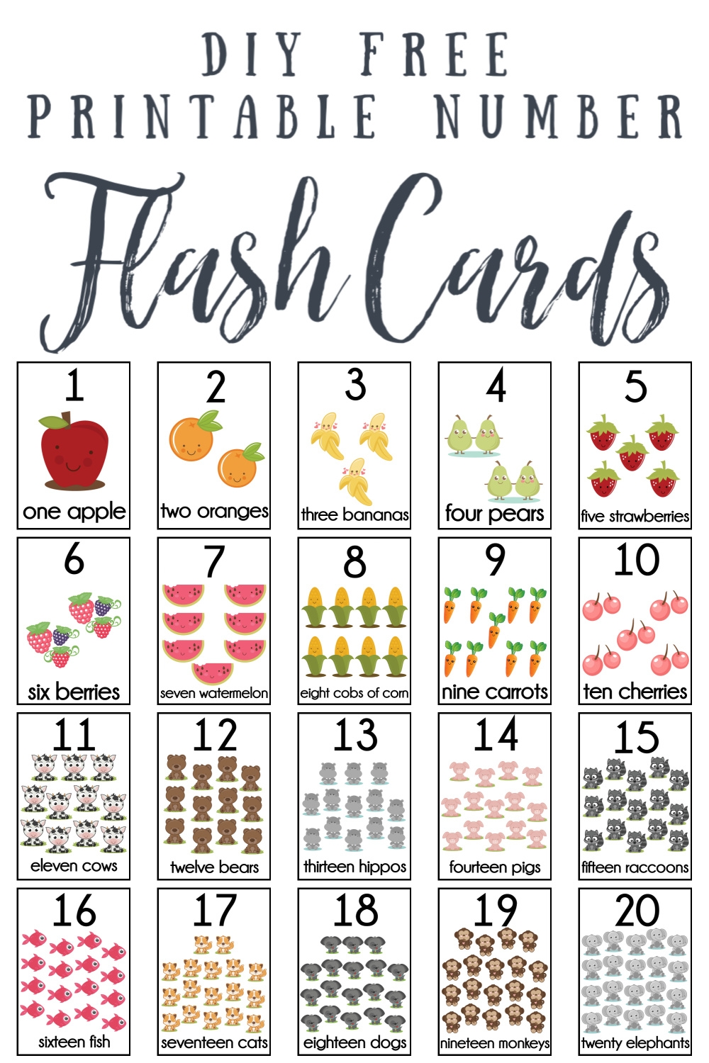 Free Printable Number Cards 1-20