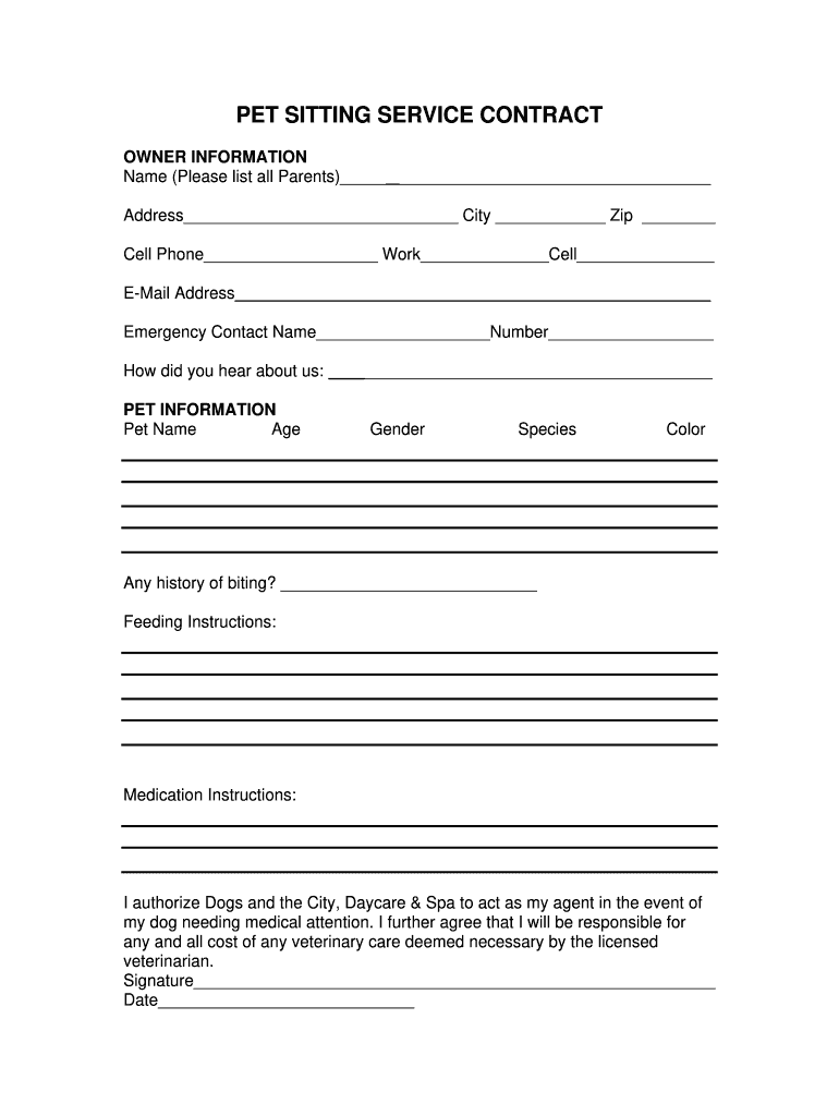 Dog Sitting Liability Waiver Fill Online Printable Fillable Blank PdfFiller