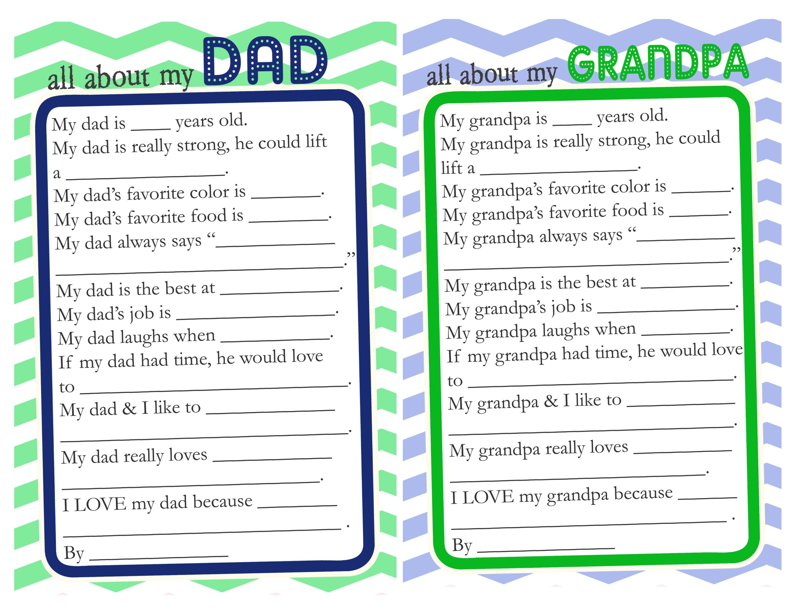 Fathers Day Questionnaire Free Printable The Crafting Chicks Worksheets Library