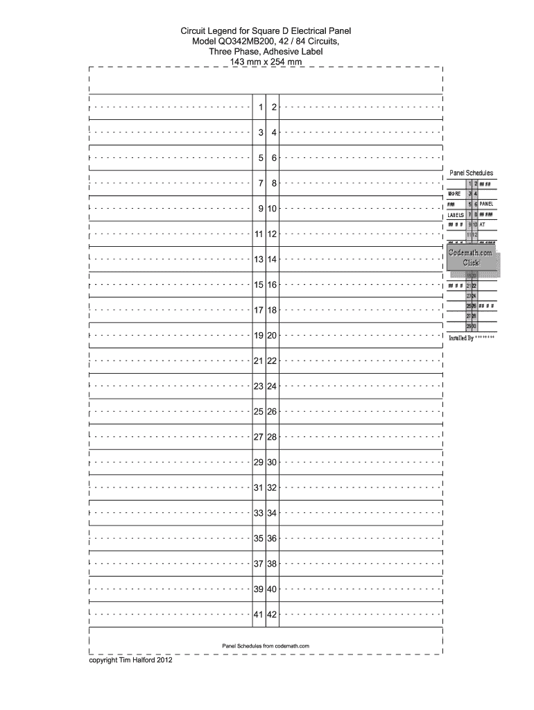 Fillable Printable Circuit Breaker Directory Template Fill Online Printable Fillable Blank PdfFiller