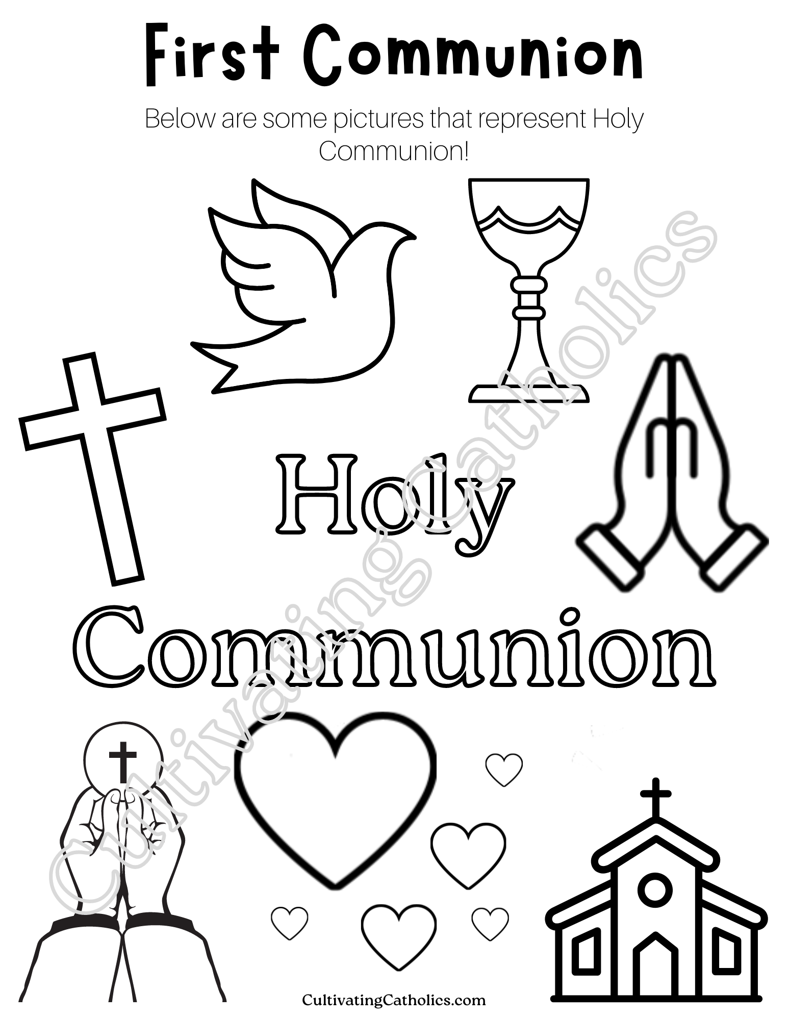 First Communion Coloring Page Printable Cultivating Catholics