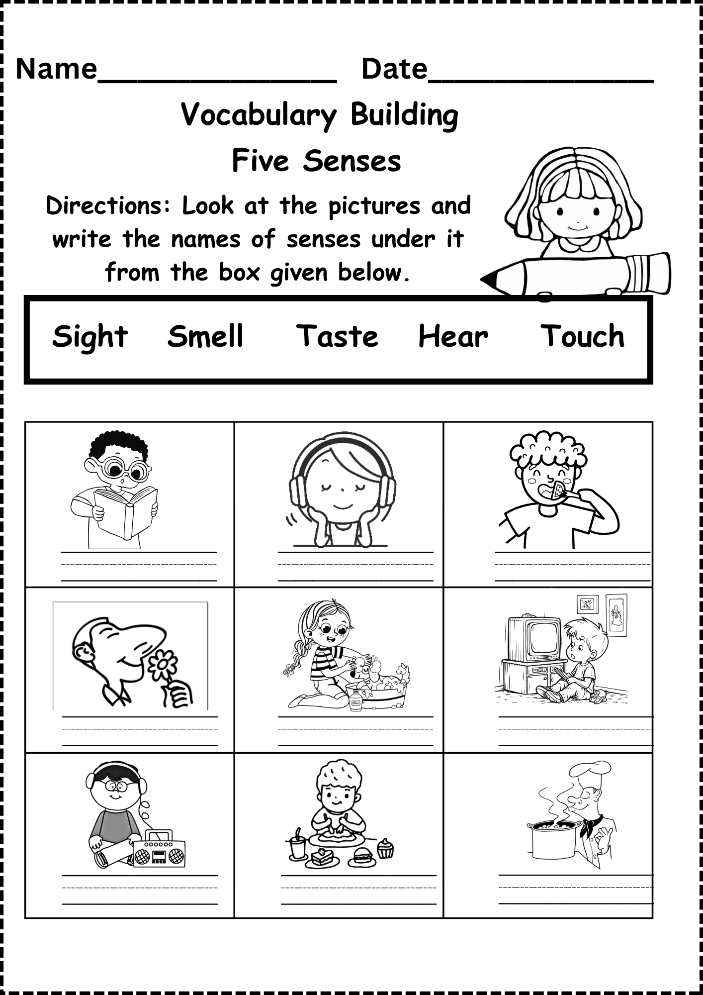 Free Printable Five Senses Worksheets
