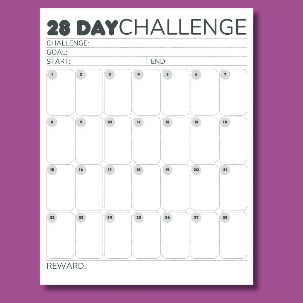 Free Printable 30 Day Challenge Calendar