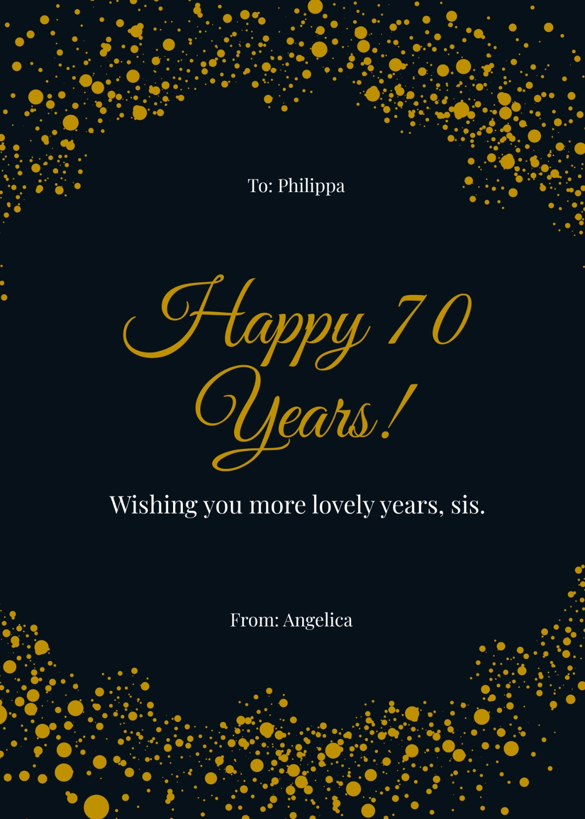 Free 70th Birthday Card Templates Editable And Printable
