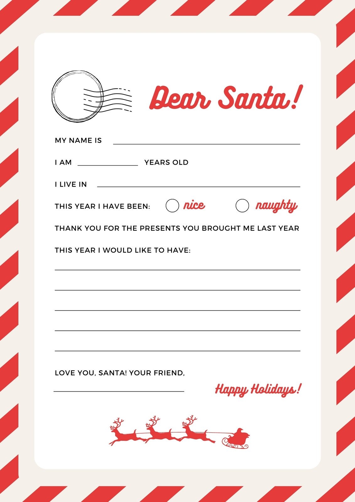 Santa Christmas List Free Printable
