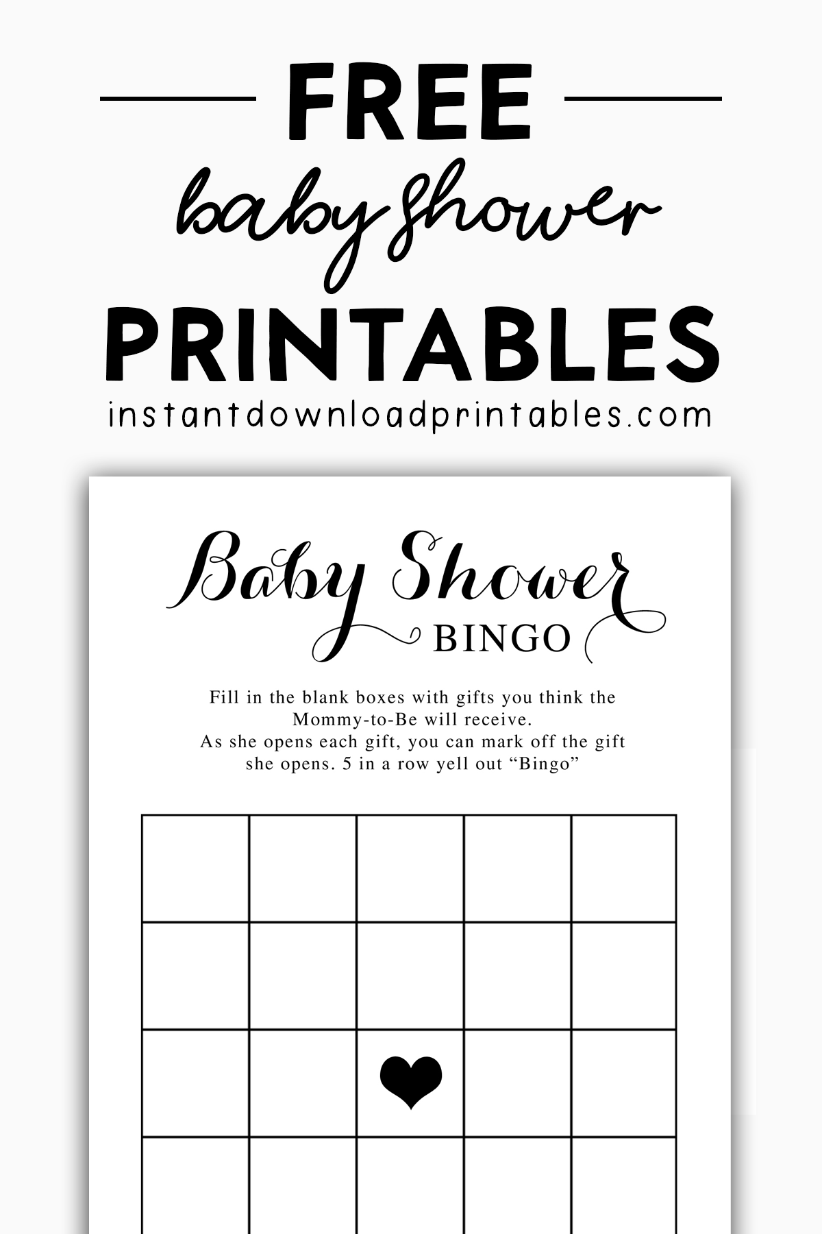 Baby Shower Bingo Free Printable
