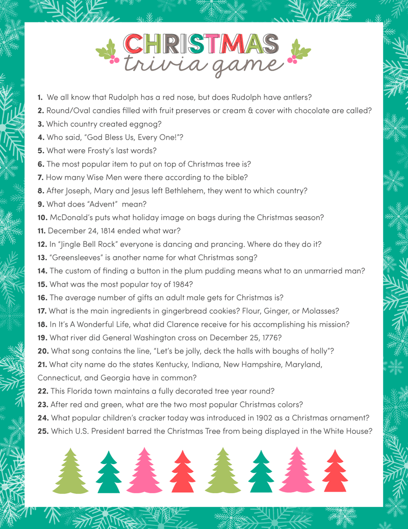 Free Printable Christmas Games With Answers