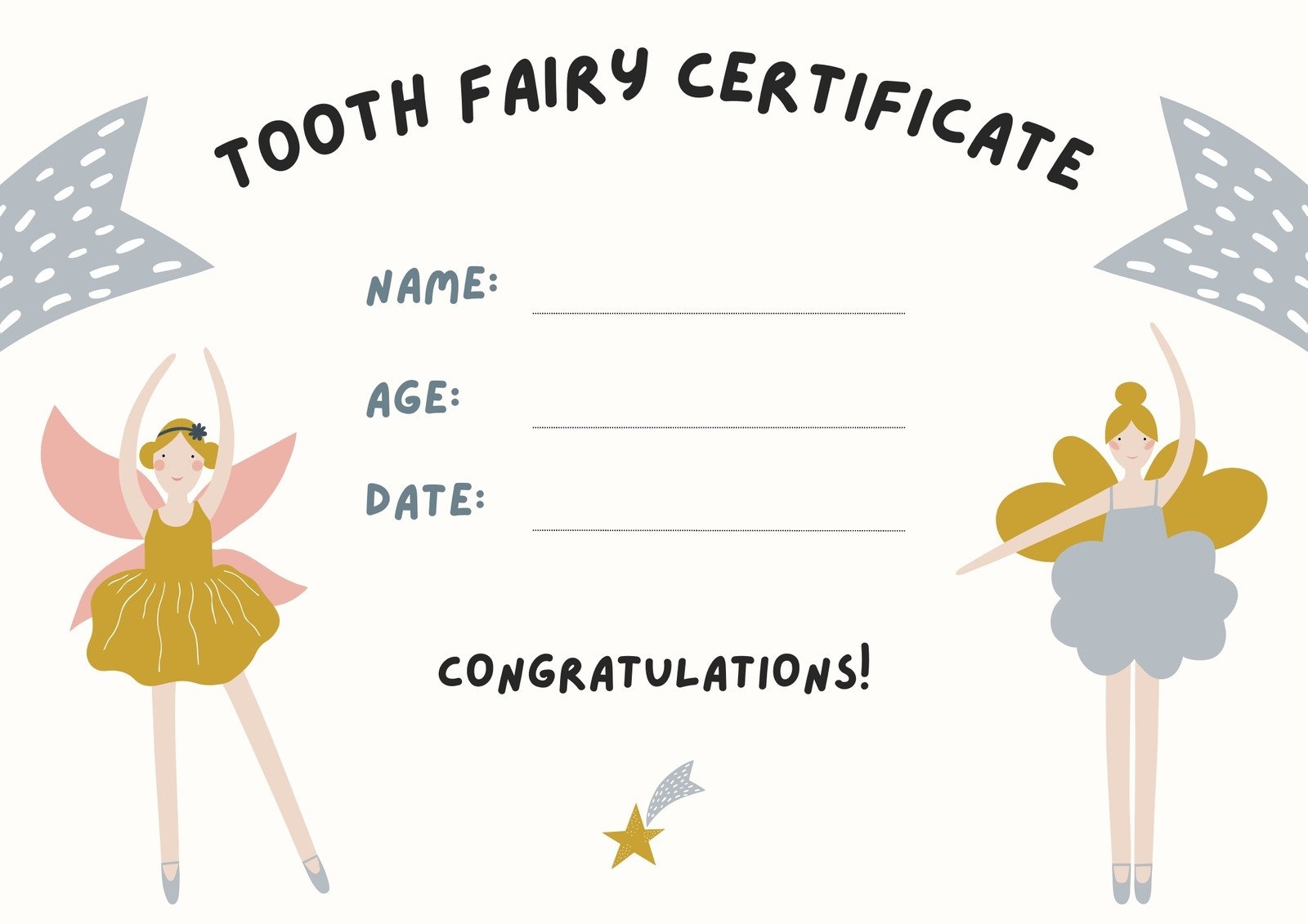 Free Printable Tooth Fairy Certificate