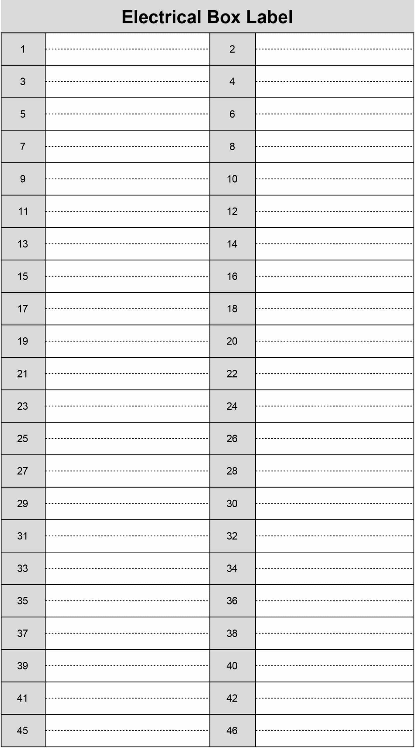 Free Printable Circuit Panel Labels