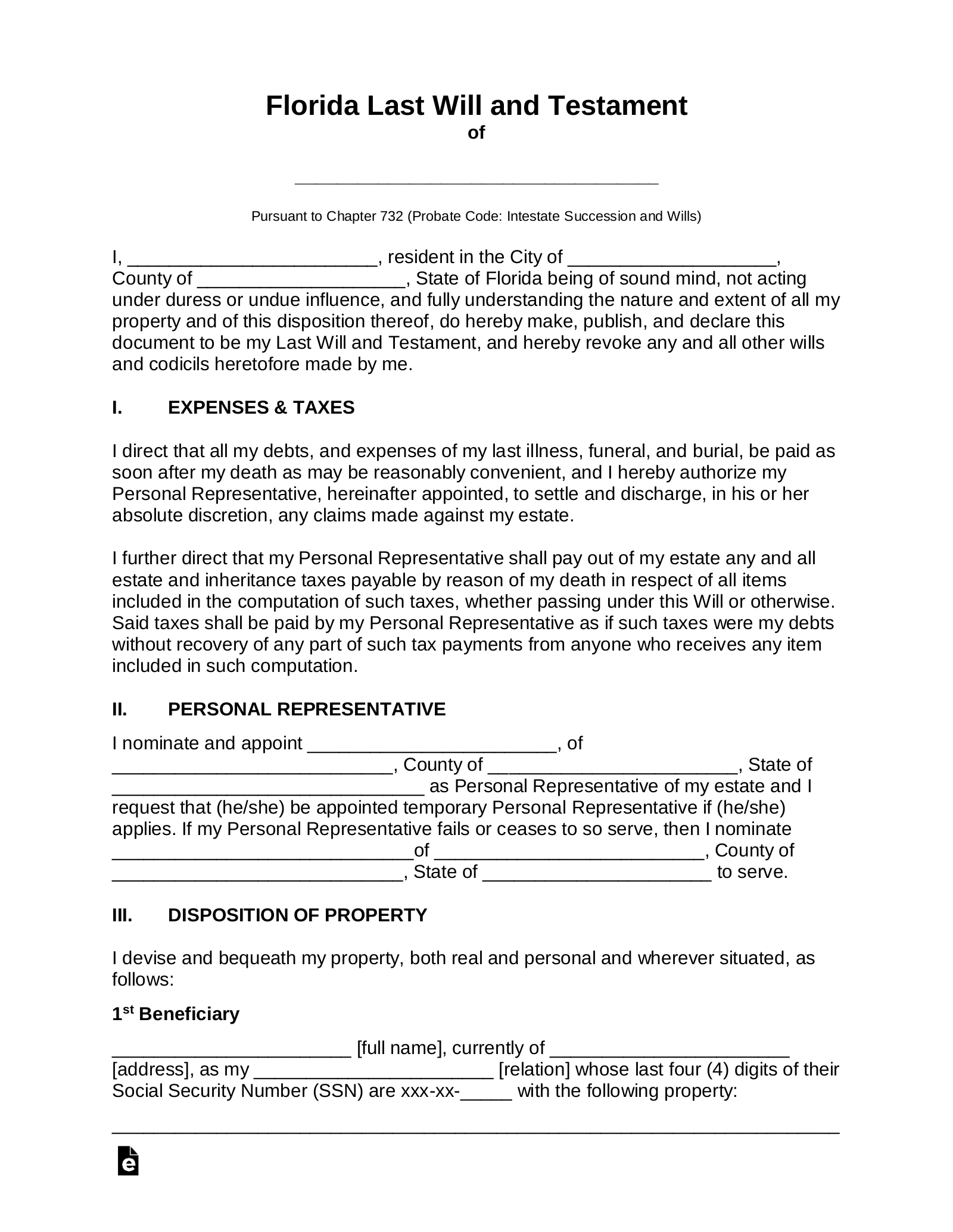 Free Printable Living Will Forms Florida
