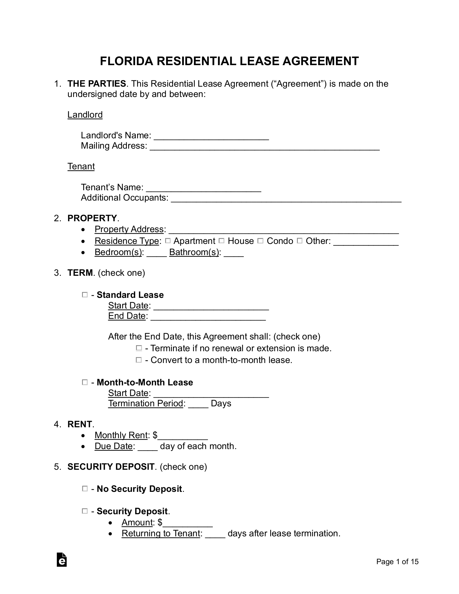 Free Printable Rental Agreement Template
