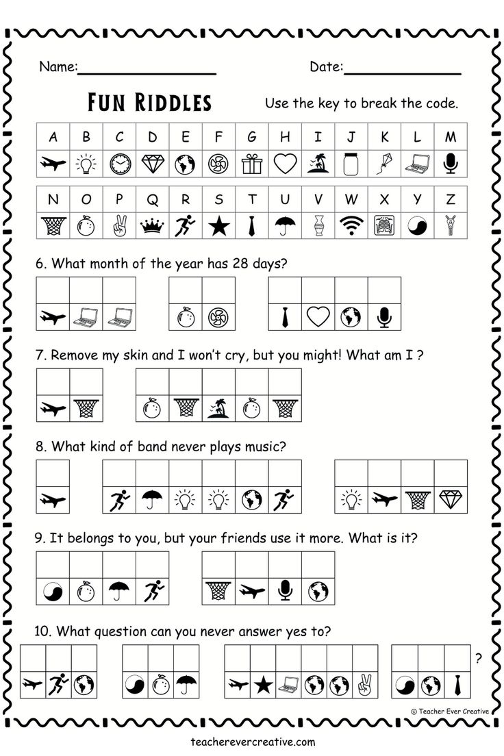 FREE Fun Riddles Cryptogram For Kids Free Printable Worksheets