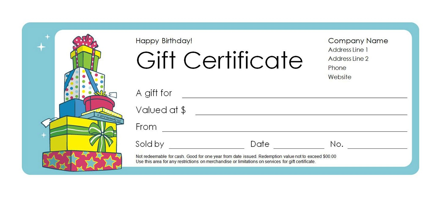 Free Printable Blank Gift Certificates