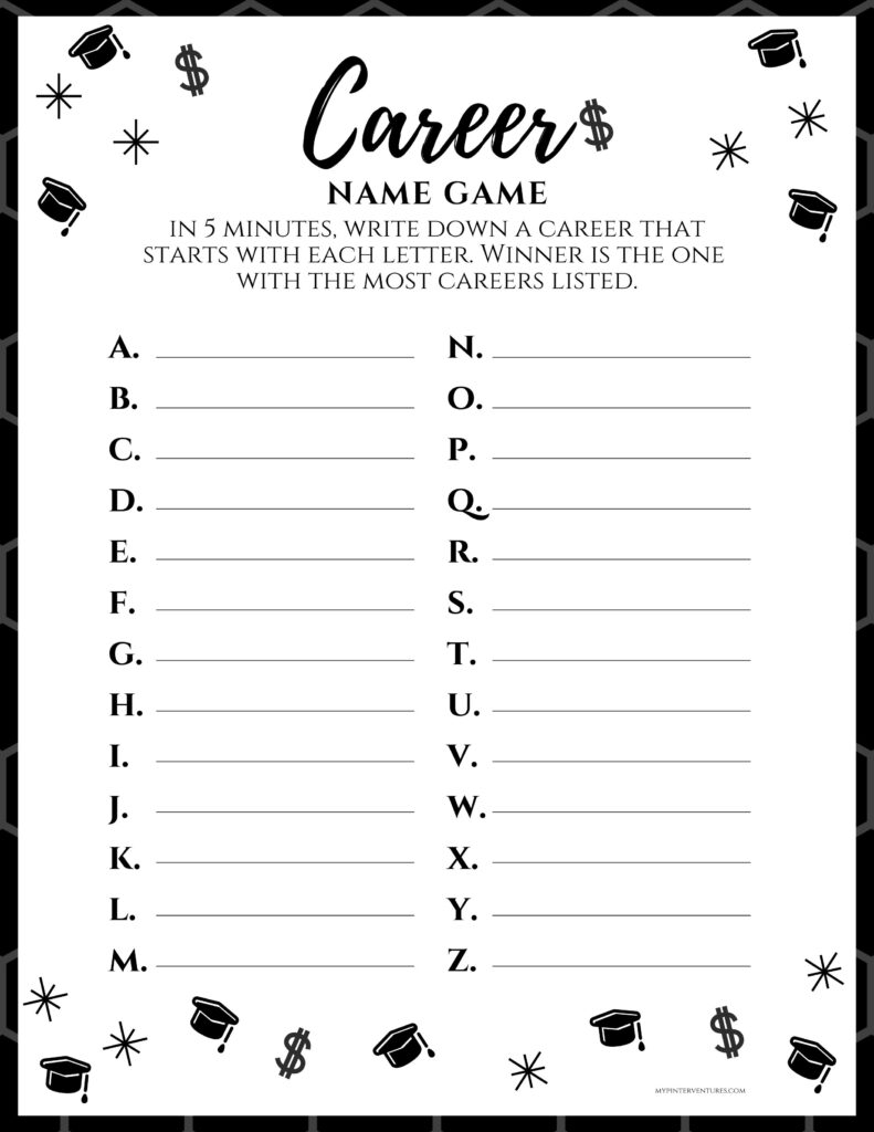 FREE Graduation Party Game Career Name Game My Pinterventures