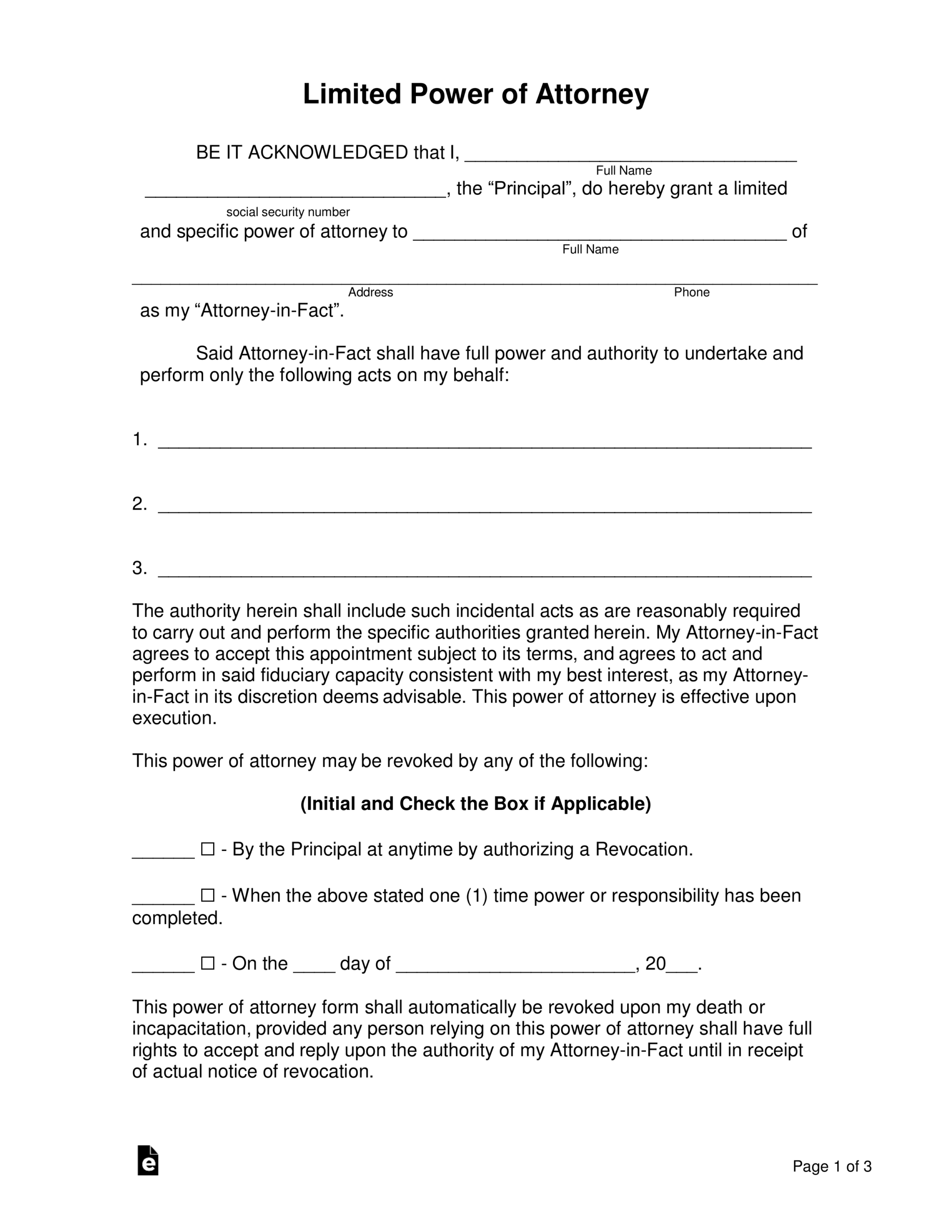 Free Printable Power Of Attorney Forms