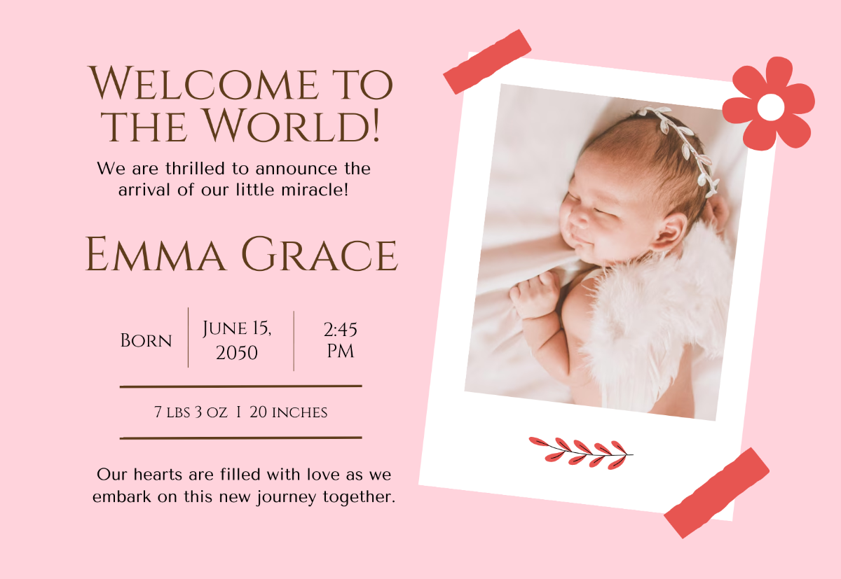 Free New Baby Card Templates Editable And Printable