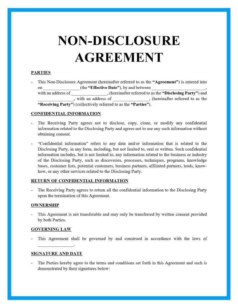 Free Printable Confidentiality Agreement Form