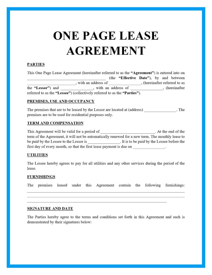 Downloadable Free Printable Basic Rental Agreement