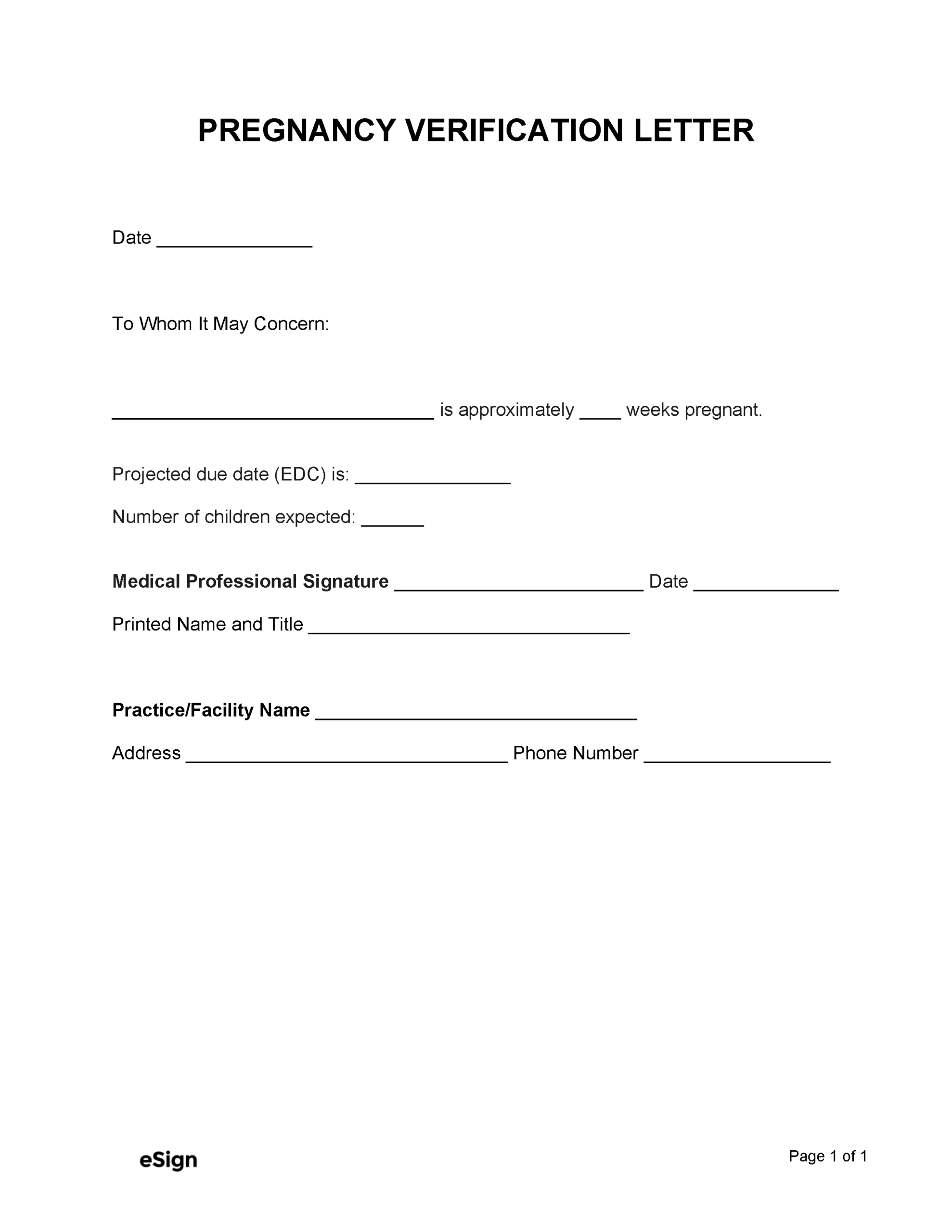 Free Pregnancy Verification Letter PDF Word