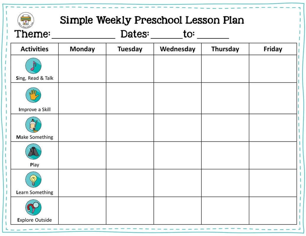 Free Printable Preschool Lesson Plan Template