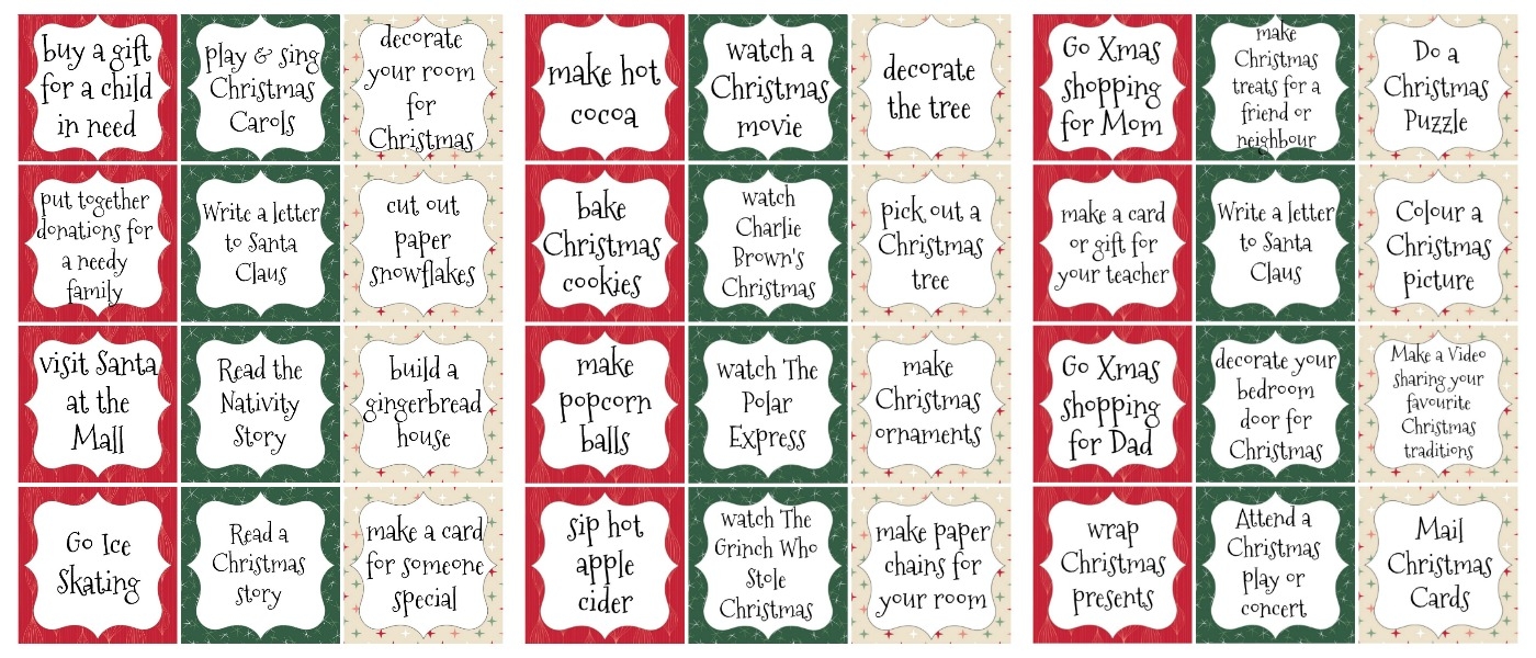 Free Printable Advent Calendar Activities