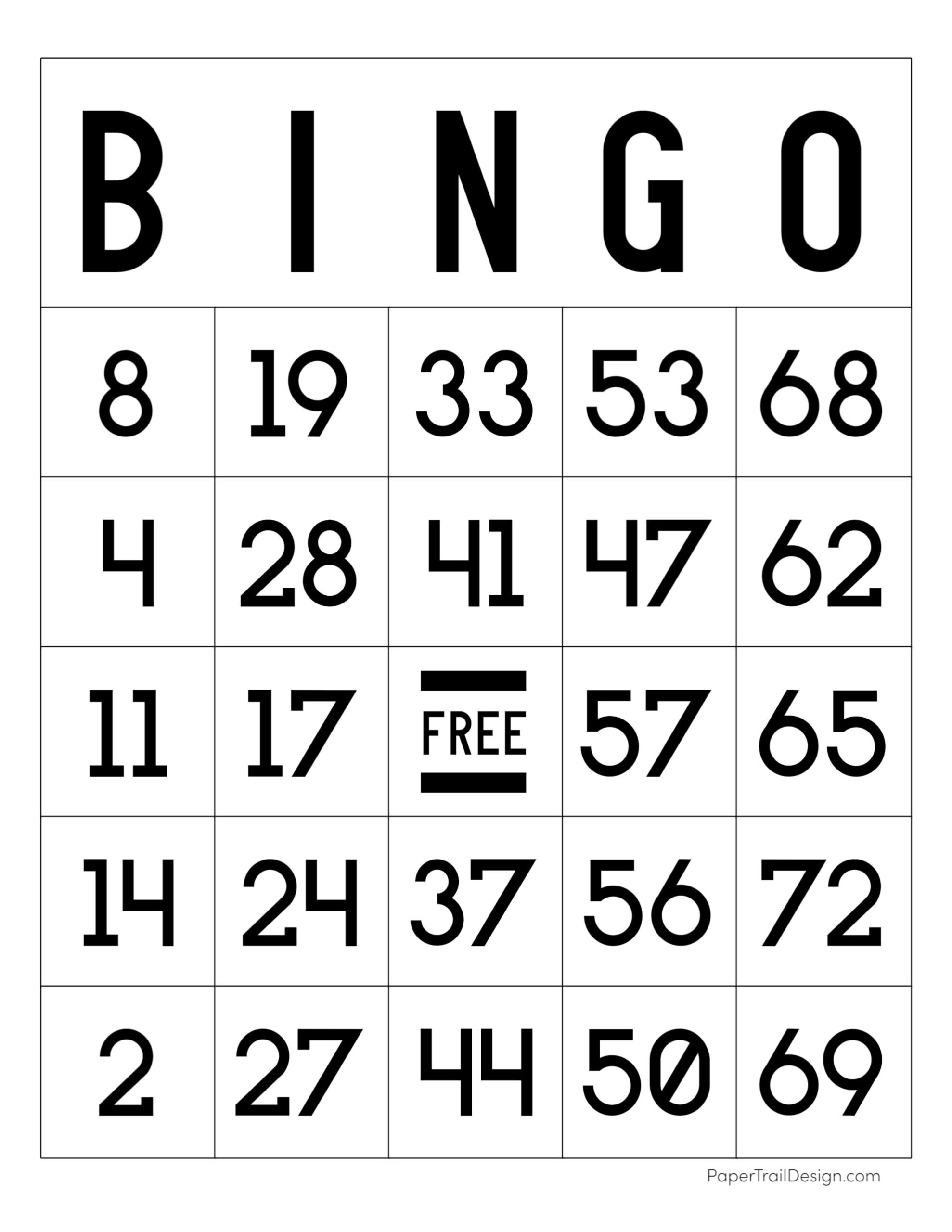 Free Printable Bingo Cards 1-75
