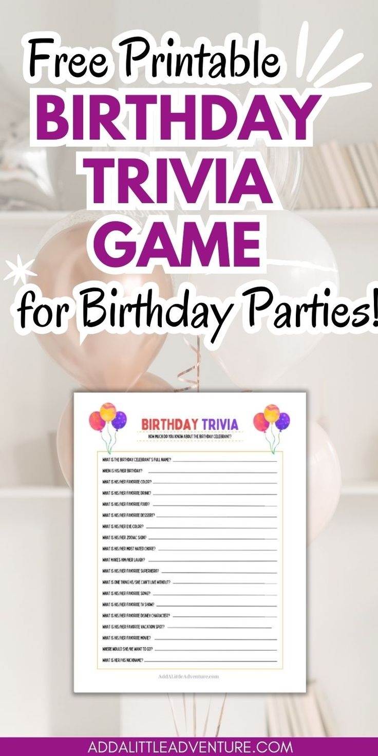 Free Printable Birthday Trivia Games