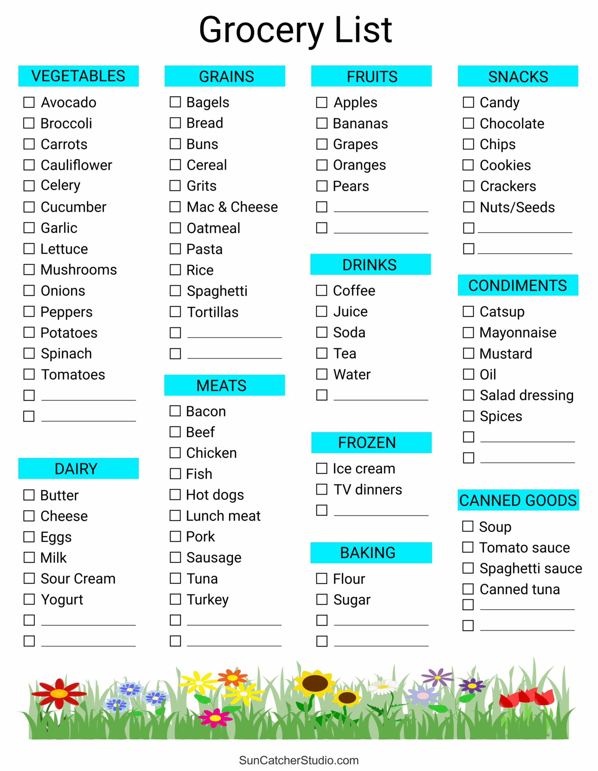 Free Printable Grocery List By Aisle
