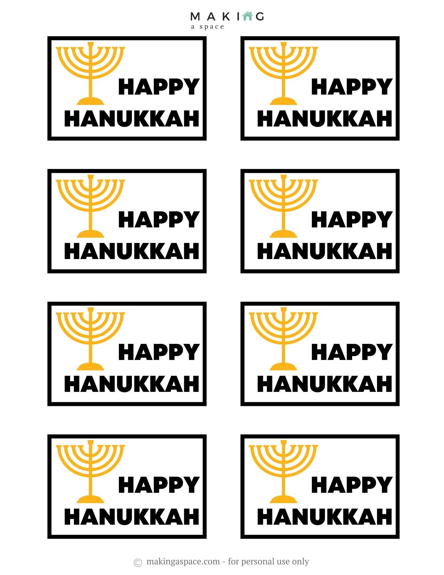 Free Printable Hanukkah Gift Tag