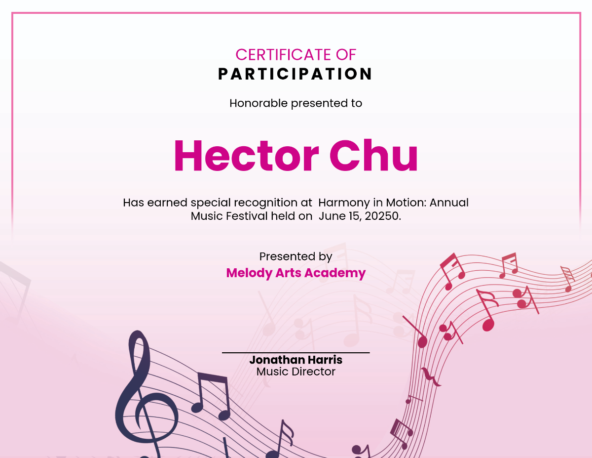 Free Printable Music Certificates For Students